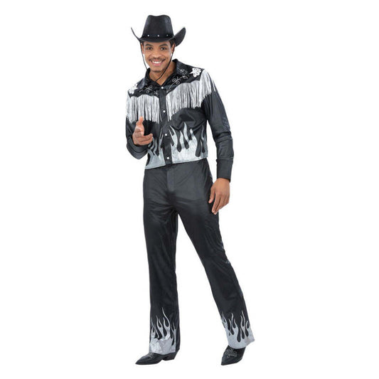 Glamorous Cowboy Costume Black Wild West Outfit for Men Shirt and Trousers 1
