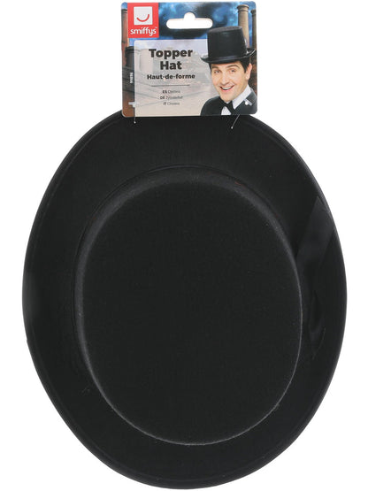 Adult Black Felt Topper Hat with Black Band Edwardian Costume Accessory 3