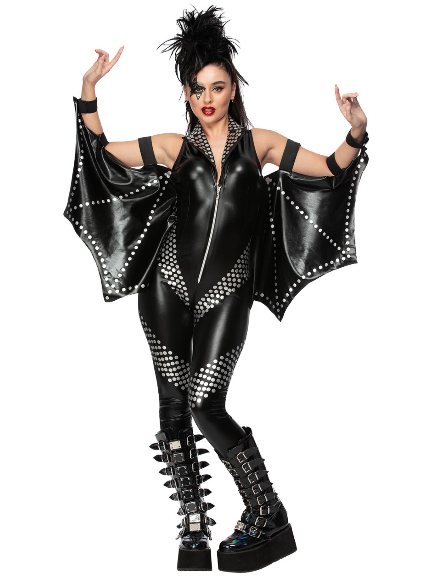 Fever Rockstar Costume Jumpsuit with Bat Wings 1