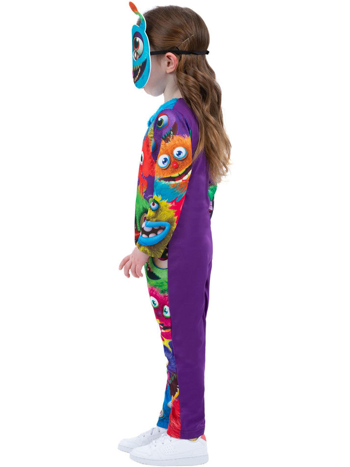 Monster Party Costume Child Multi Coloured Jumpsuit and Mask 3