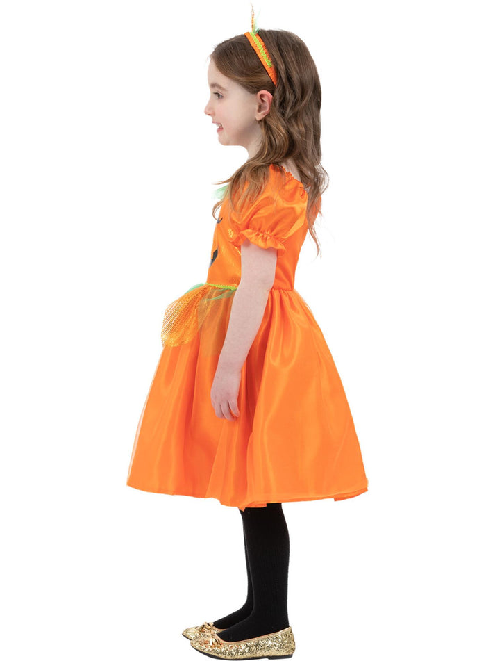 Pumpkin Costume Childs Orange Dress Multi Coloured Headband 3