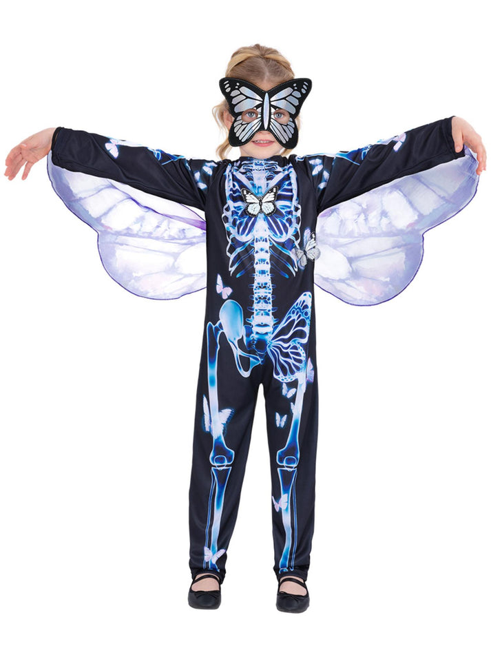 Butterfly Skeleton Costume Child All in One Wings and Mask 2