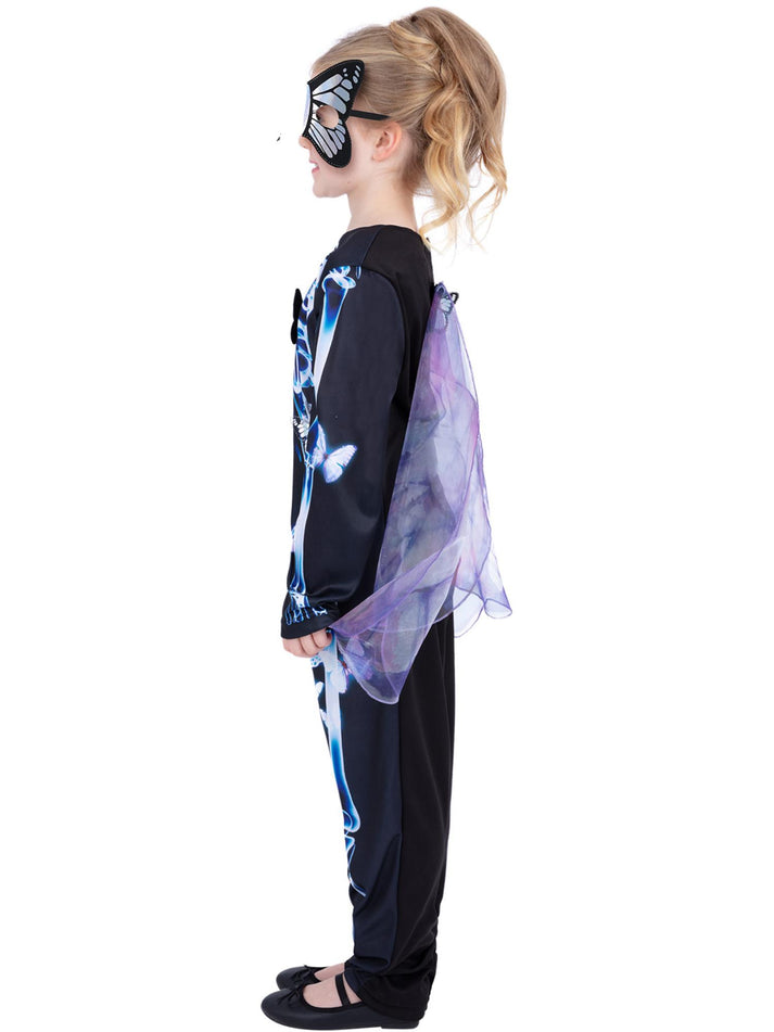 Butterfly Skeleton Costume Child All in One Wings and Mask 3