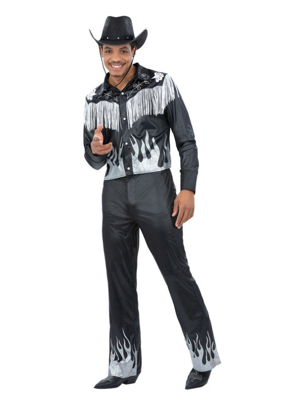 Glamorous Cowboy Costume Black Wild West Outfit for Men Shirt and Trousers 1