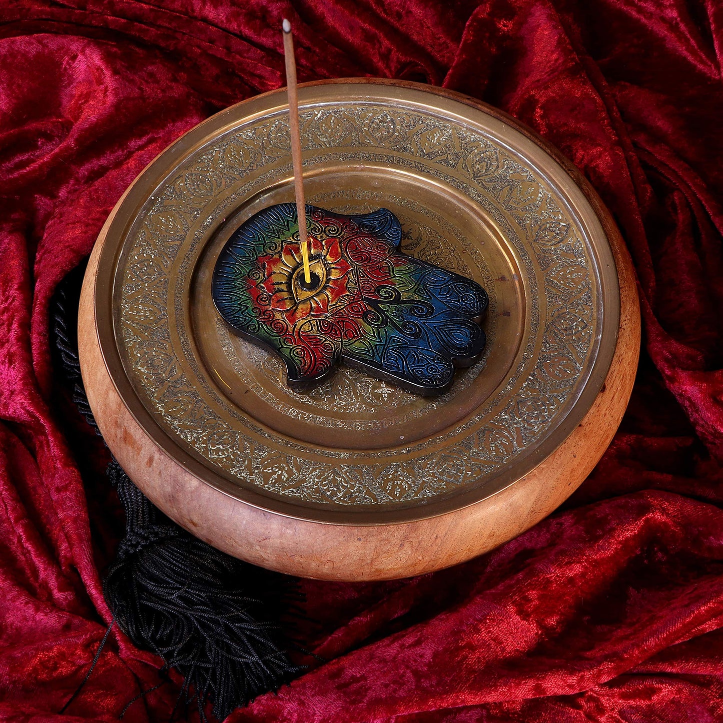Set of 4 Hamsas Strength Hand Incense Stick Burner Hamsas 12.5cm 5