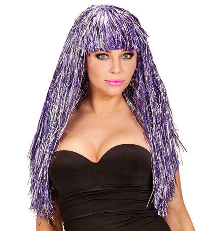 Holographic Bicolor Space Wig In Box - 6 Colors Ass.: Pink, Light Blue, Black, Blue, Green, Red