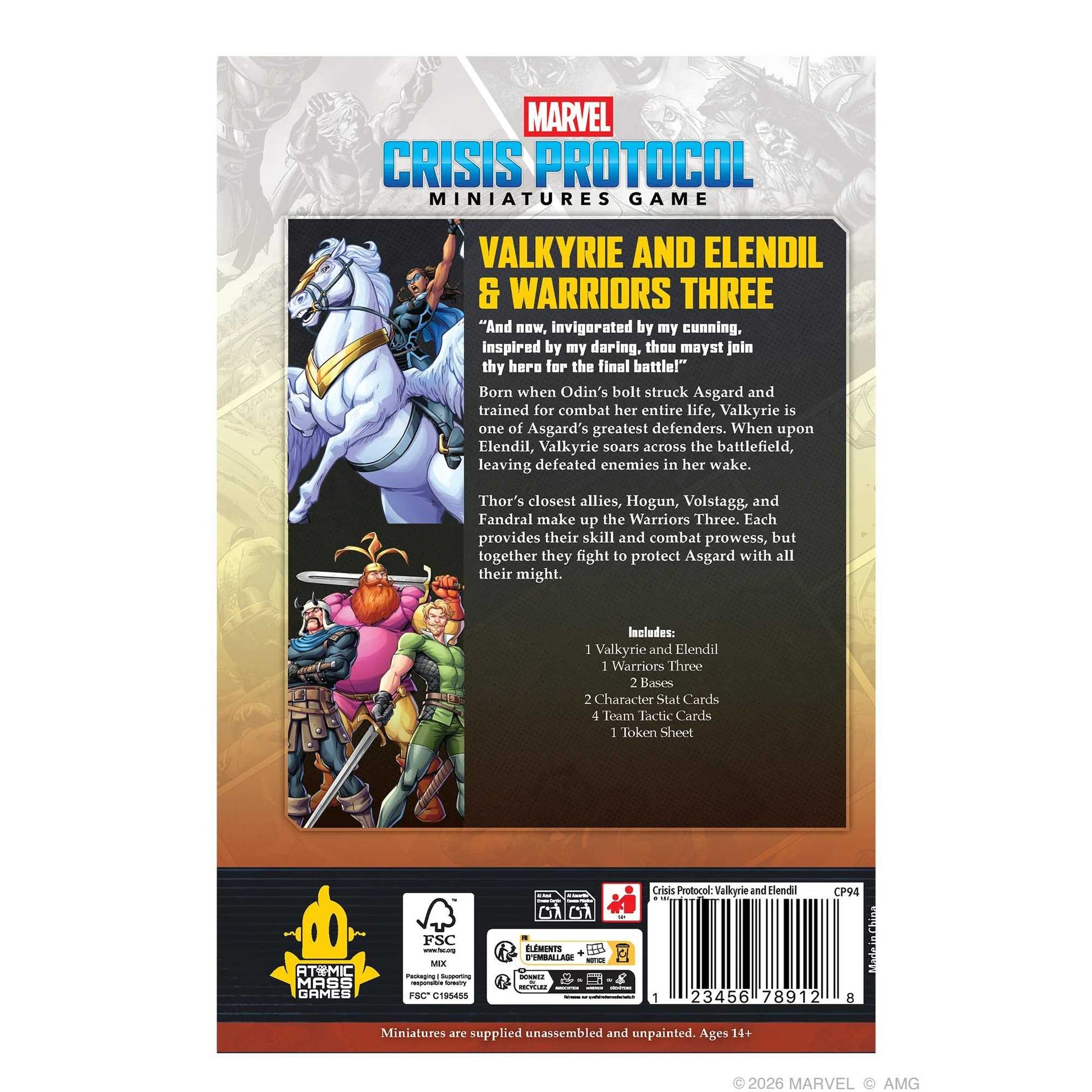 Marvel Crisis Protocol Valkyrie on Aragon and Warriors Three Miniature Game by Atomic Mass 2