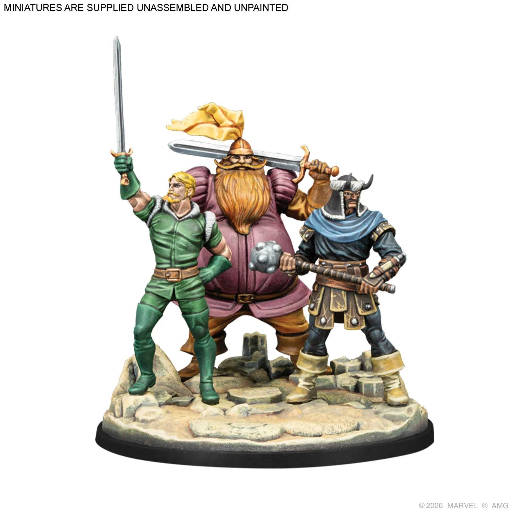 Marvel Crisis Protocol Valkyrie on Aragon and Warriors Three Miniature Game by Atomic Mass 4