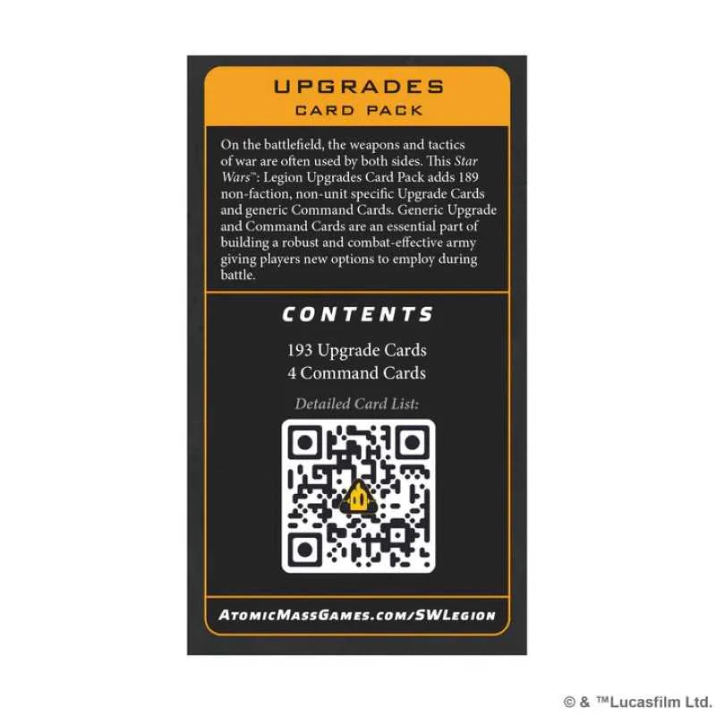 Star Wars Legion Upgrades Card Pack Board Game by Atomic Mass