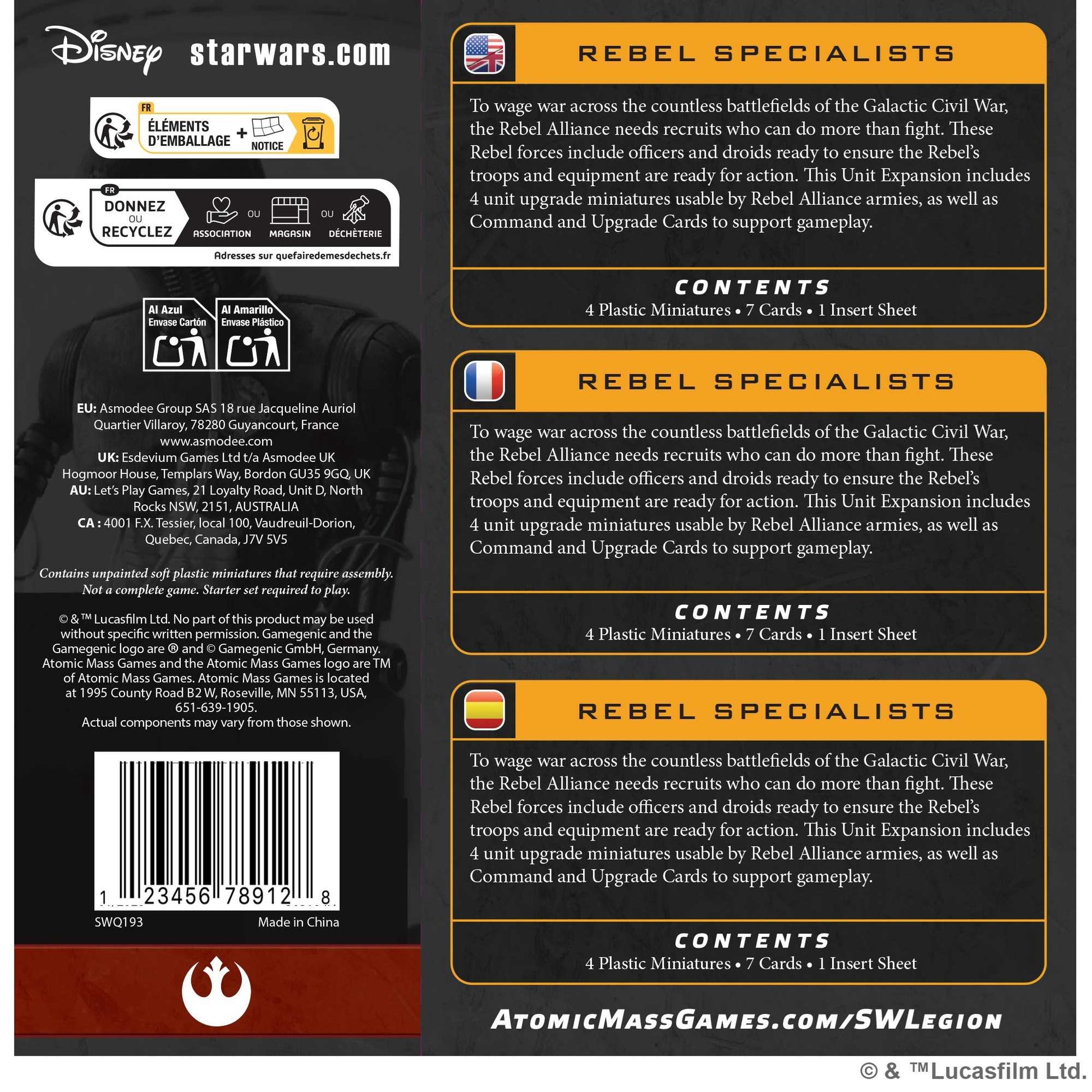 Star Wars Legion Rebel Specialists Miniature Game by Atomic Mass 2