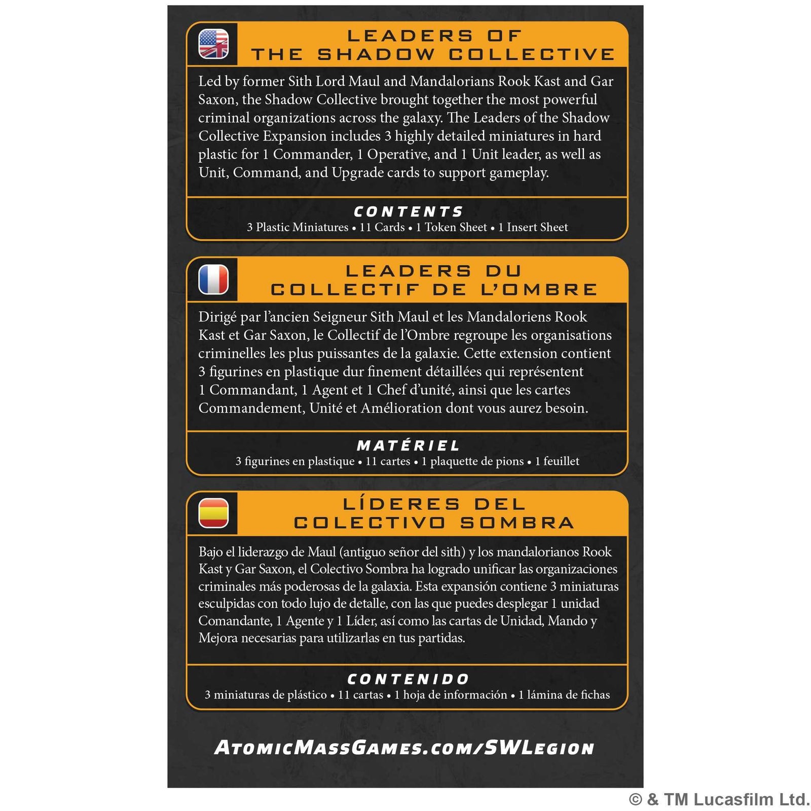 Star Wars Legion Leaders of the Shadow Collective Miniatures Game Expansion