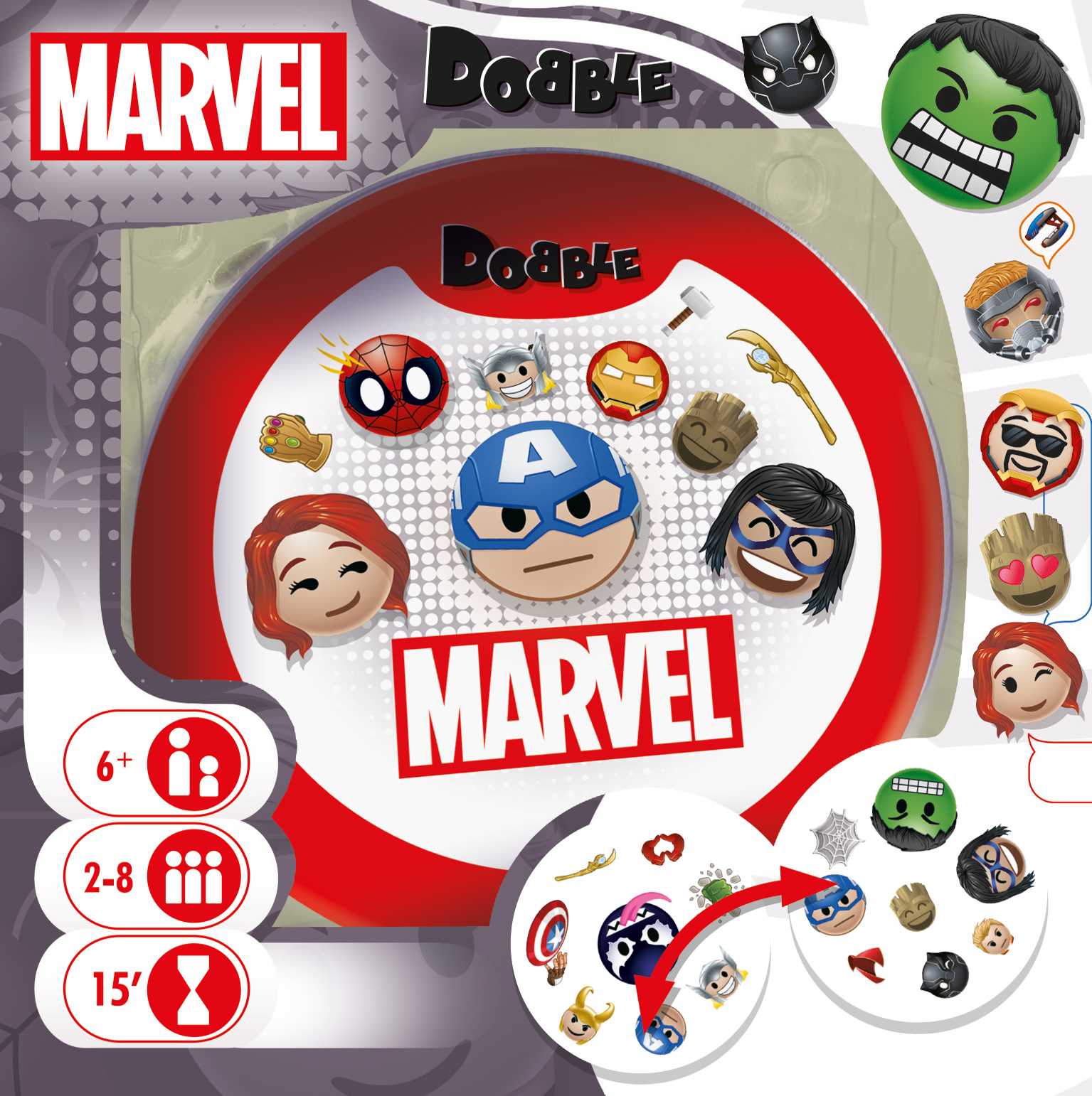 Dobble Marvel Emoji Spot the Match Card Game 2-8 Players 5
