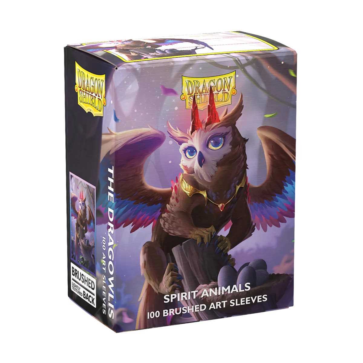 UNIT Dragon Shield Spirit Animals The Dragowlis Brushed ART Sleeves Standard 100 Gaming Accessory by Arcane Tinmen 1
