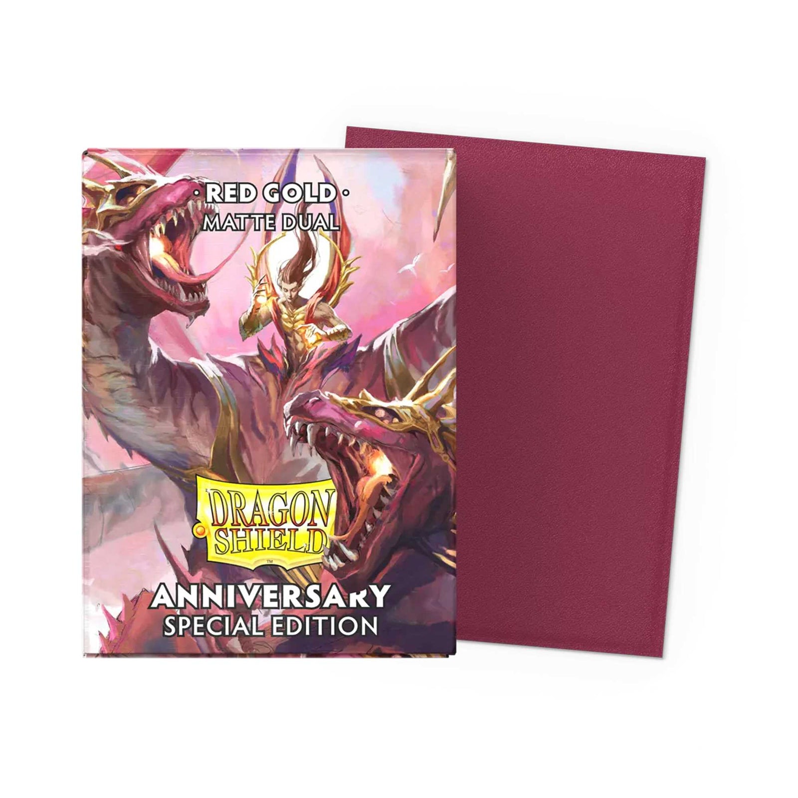 UNIT Dragon Shield Matte Dual Standard Sleeves Pomegranate and Gold 100 ct Gaming Accessory by Arcane Tinmen 1