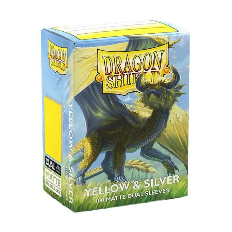 UNIT Dragon Shield Matte Dual Standard Sleeves Yellow and Silver 100 ct Gaming Accessory by Arcane Tinmen 1