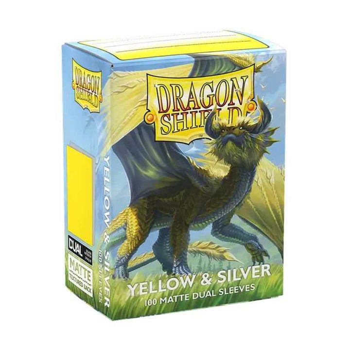 UNIT Dragon Shield Matte Dual Standard Sleeves Yellow and Silver 100 ct Gaming Accessory by Arcane Tinmen 1