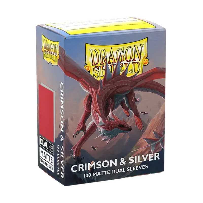 UNIT Dragon Shield Matte Dual Standard Sleeves Crimson and Silver 100 ct Gaming Accessory by Arcane Tinmen 1