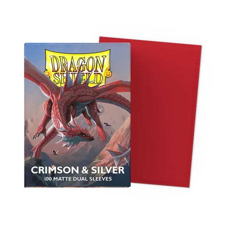 UNIT Dragon Shield Matte Dual Standard Sleeves Crimson and Silver 100 ct Gaming Accessory by Arcane Tinmen 2