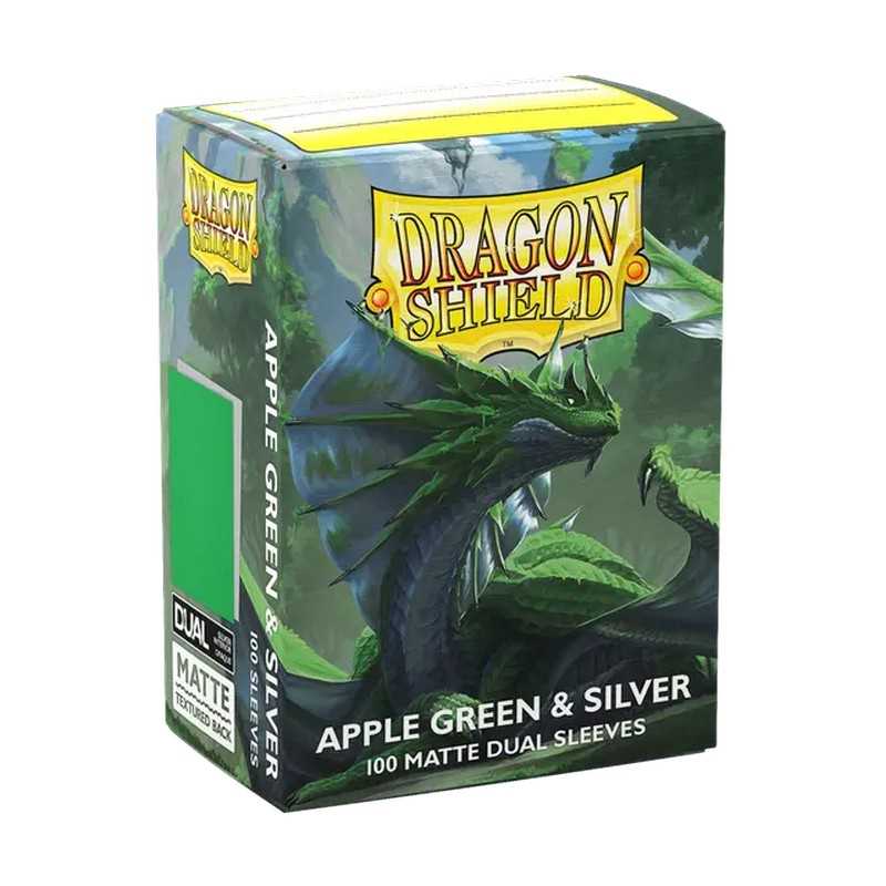 UNIT Dragon Shield Matte Dual Standard Sleeves Apple Green and Silver 100 ct Gaming Accessory by Arcane Tinmen 1
