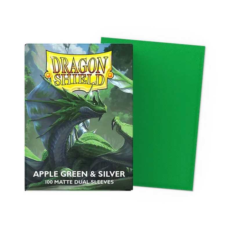 UNIT Dragon Shield Matte Dual Standard Sleeves Apple Green and Silver 100 ct Gaming Accessory by Arcane Tinmen 2