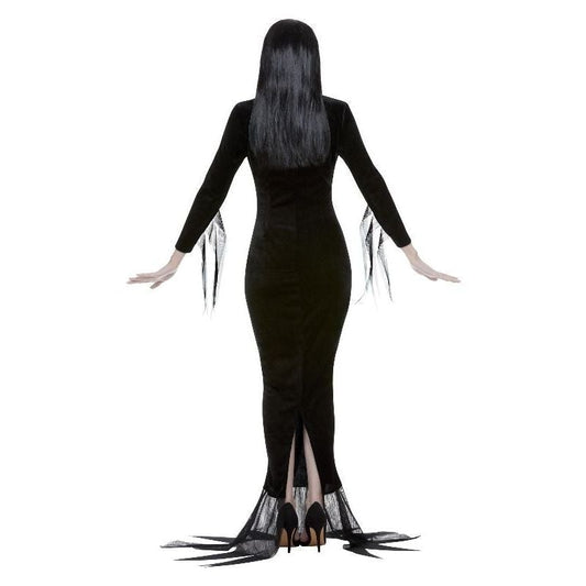 Addams Family Morticia Long Black Dress and Black Wig Halloween Costume 2