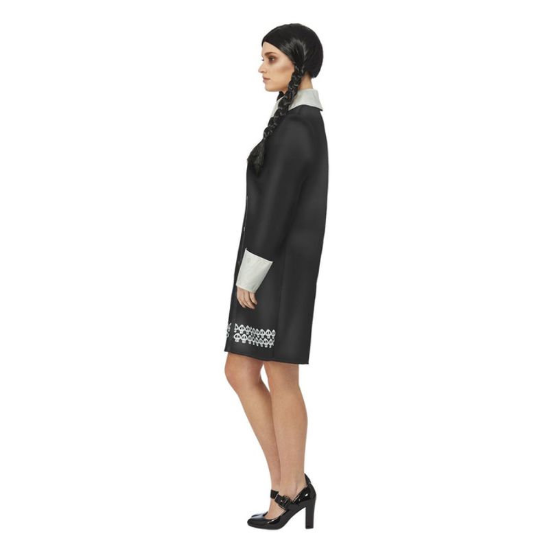 Addams Family Wednesday Costume Adult Black Dress and Wig 3
