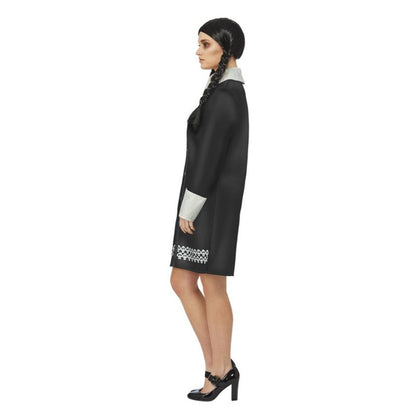 Addams Family Wednesday Costume Adult Black Dress and Wig 3
