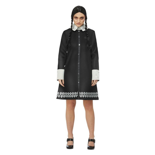 Addams Family Wednesday Costume Adult Black Dress and Wig 1