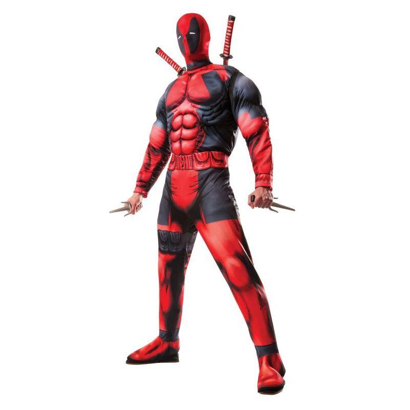 Adult Deadpool Costume Deluxe Marvel Mens Muscle Chest Jumpsuit 1