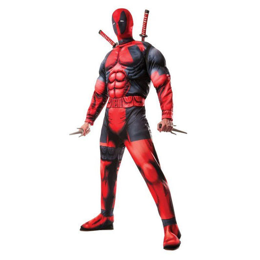 Adult Deadpool Costume Deluxe Marvel Mens Muscle Chest Jumpsuit 1