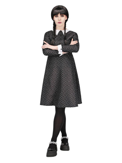 Gothic School Girl Costume Ladies Wednesday Addams Dress 3