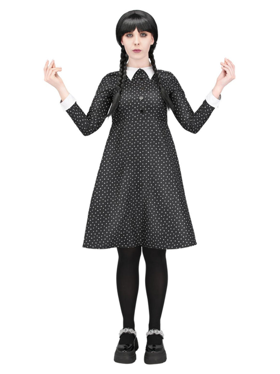 Gothic School Girl Costume Ladies Wednesday Addams Dress 1