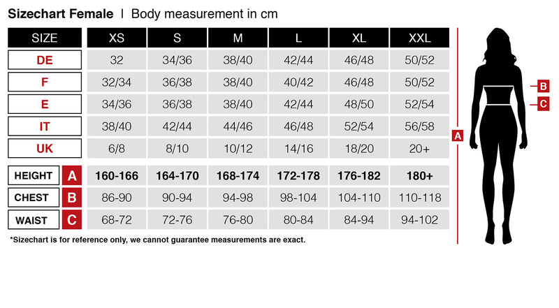 Widmann Adult Female Costume Size Chart