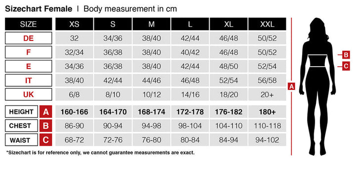 Widmann Adult Female Costume Size Chart