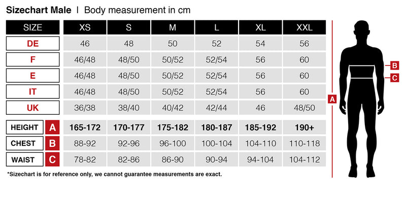 Widmann Adult Male Costume Size Chart