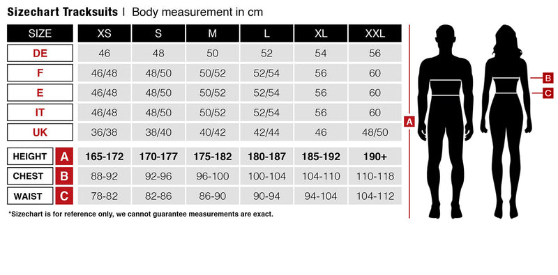 Widmann Adult Tracksuit Size Chart