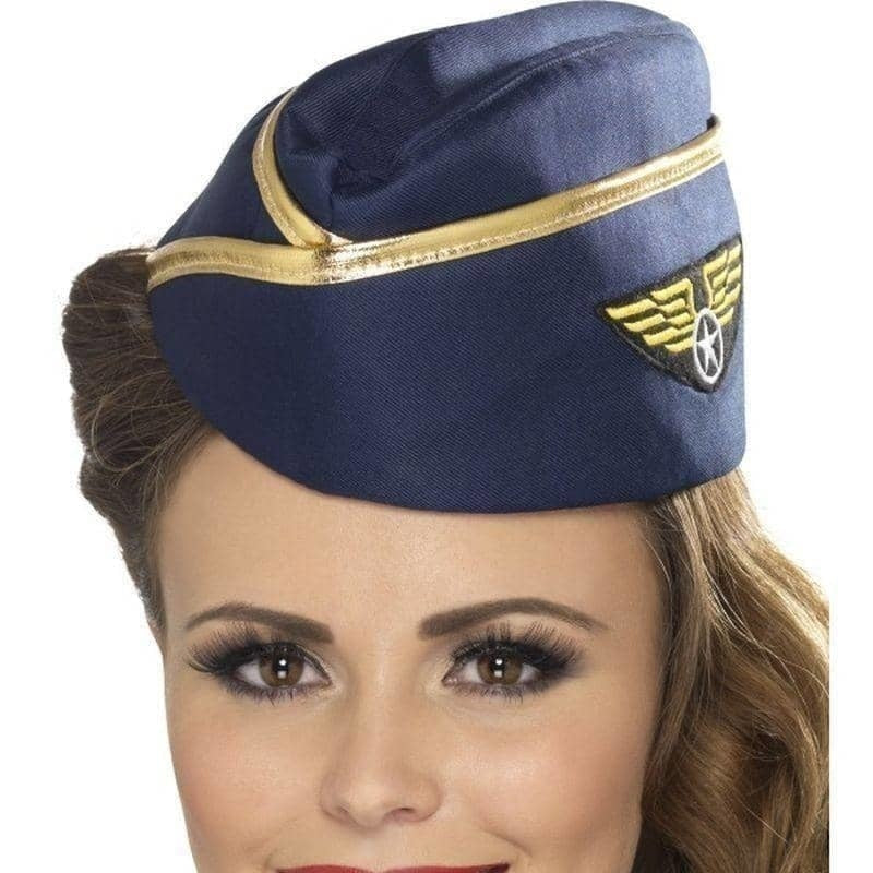 Air Hostess Hat Adult Blue Costume Accessory 1