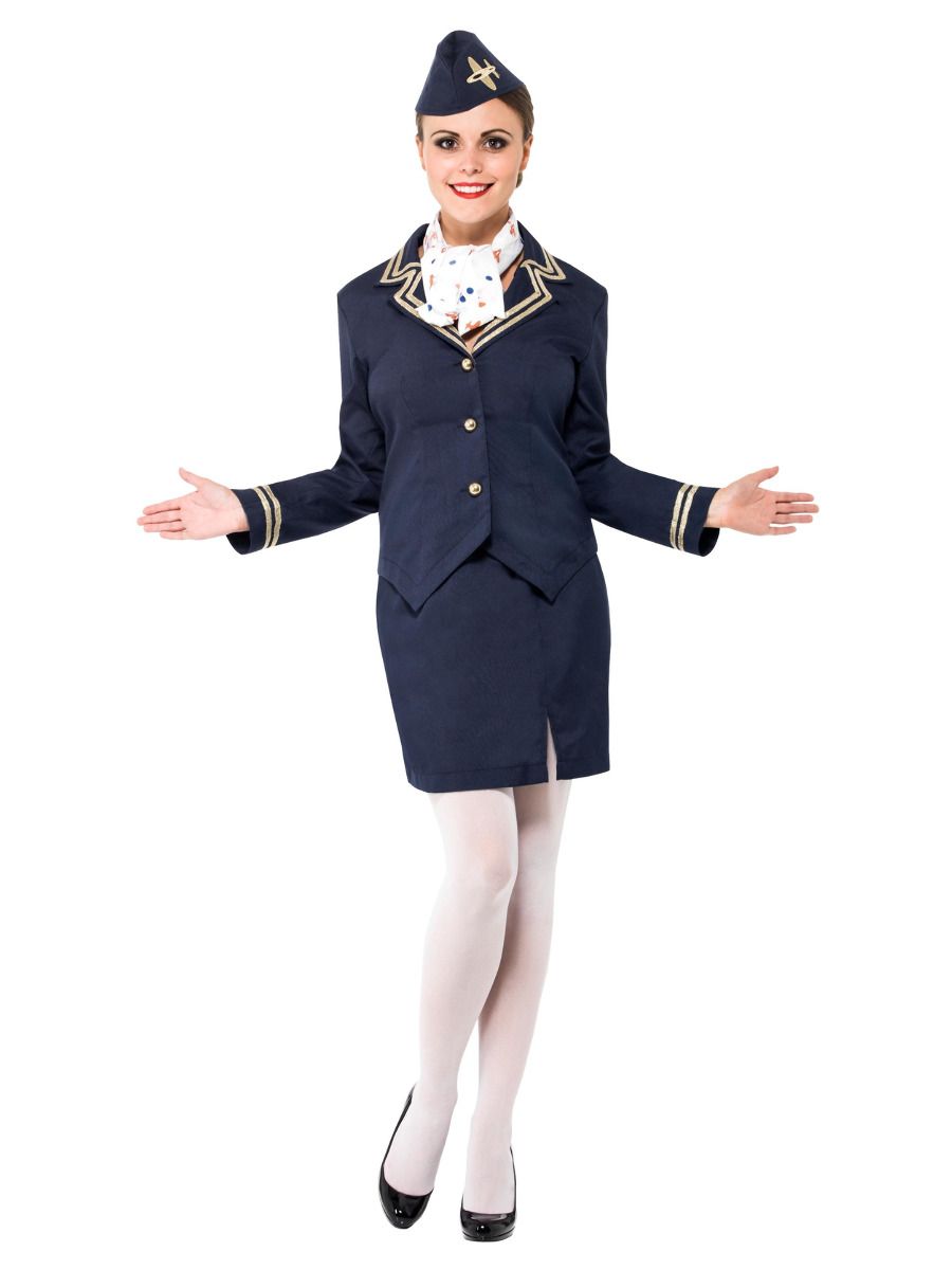 Airways Attendant Air Hostess Costume Adult Blue 4