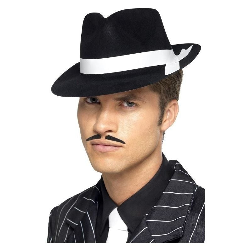 Al Capone Hat Adult Plastic Black Flocked Gangster Fedora 1