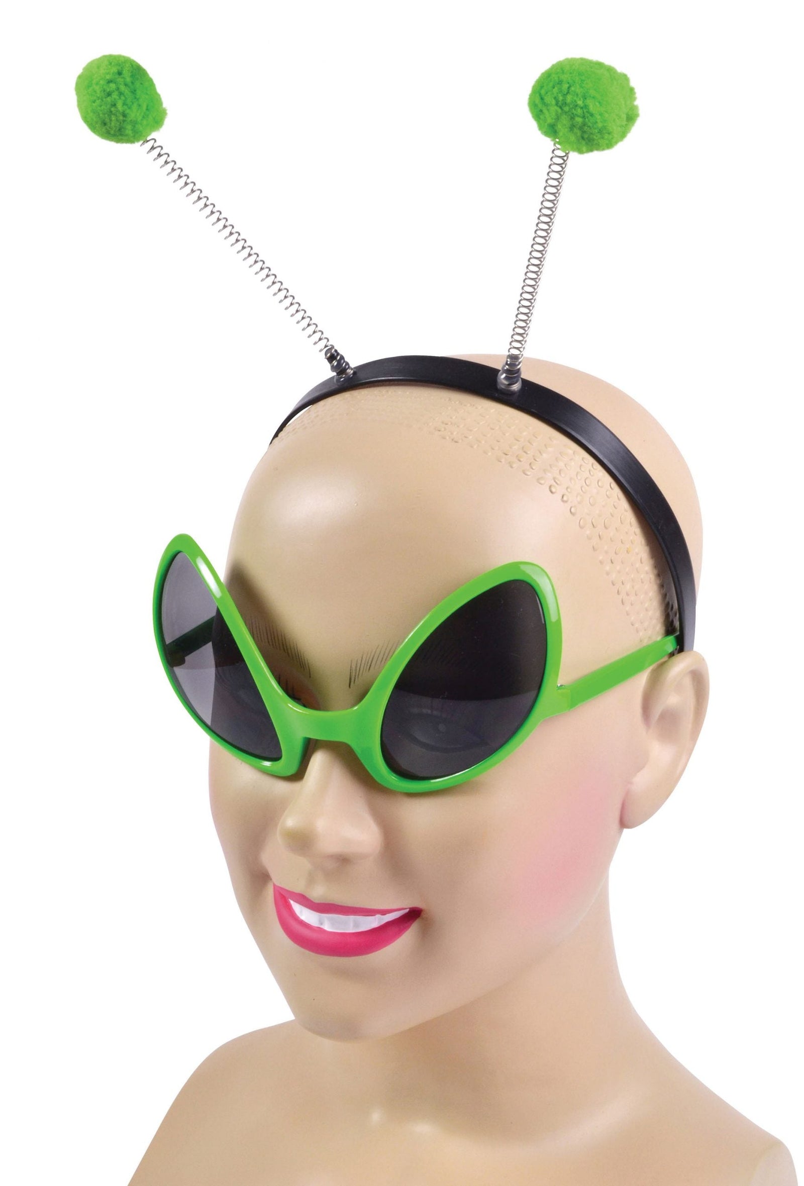 Alien Green Glasses and Antenna Boppers Headband 1