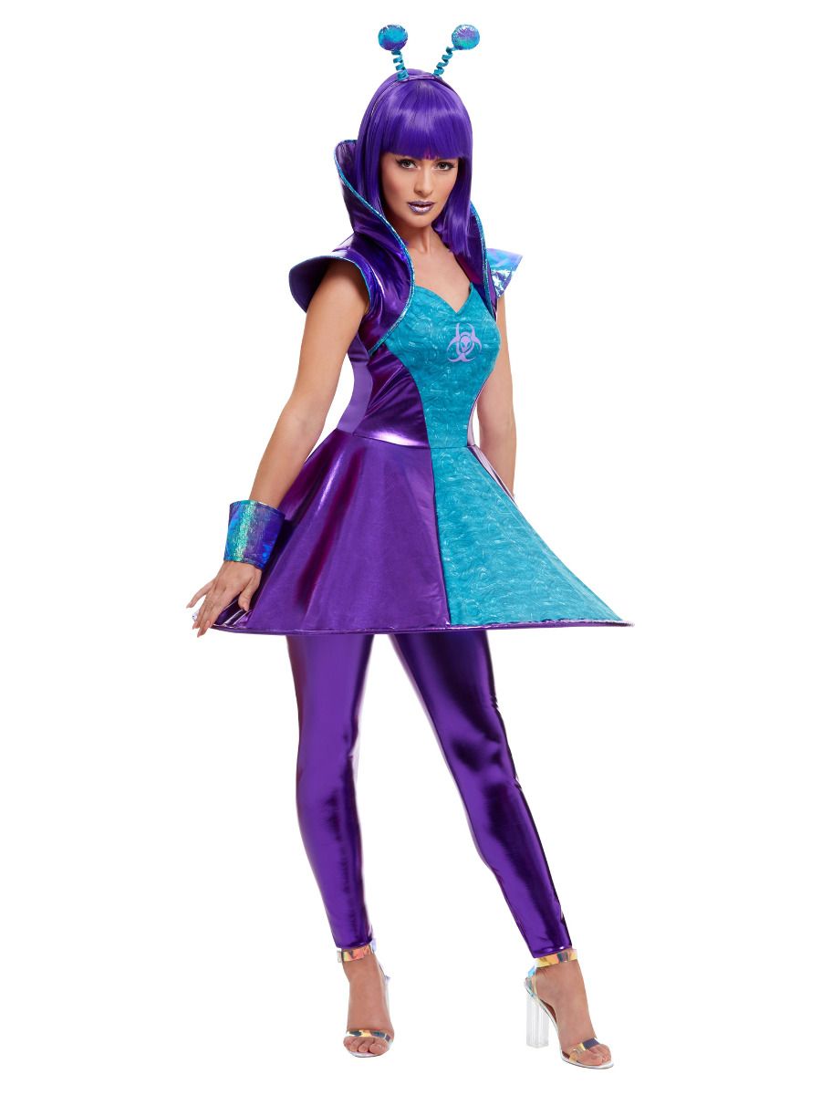 Alien Lady Costume Adult Blue Purple Dress 4