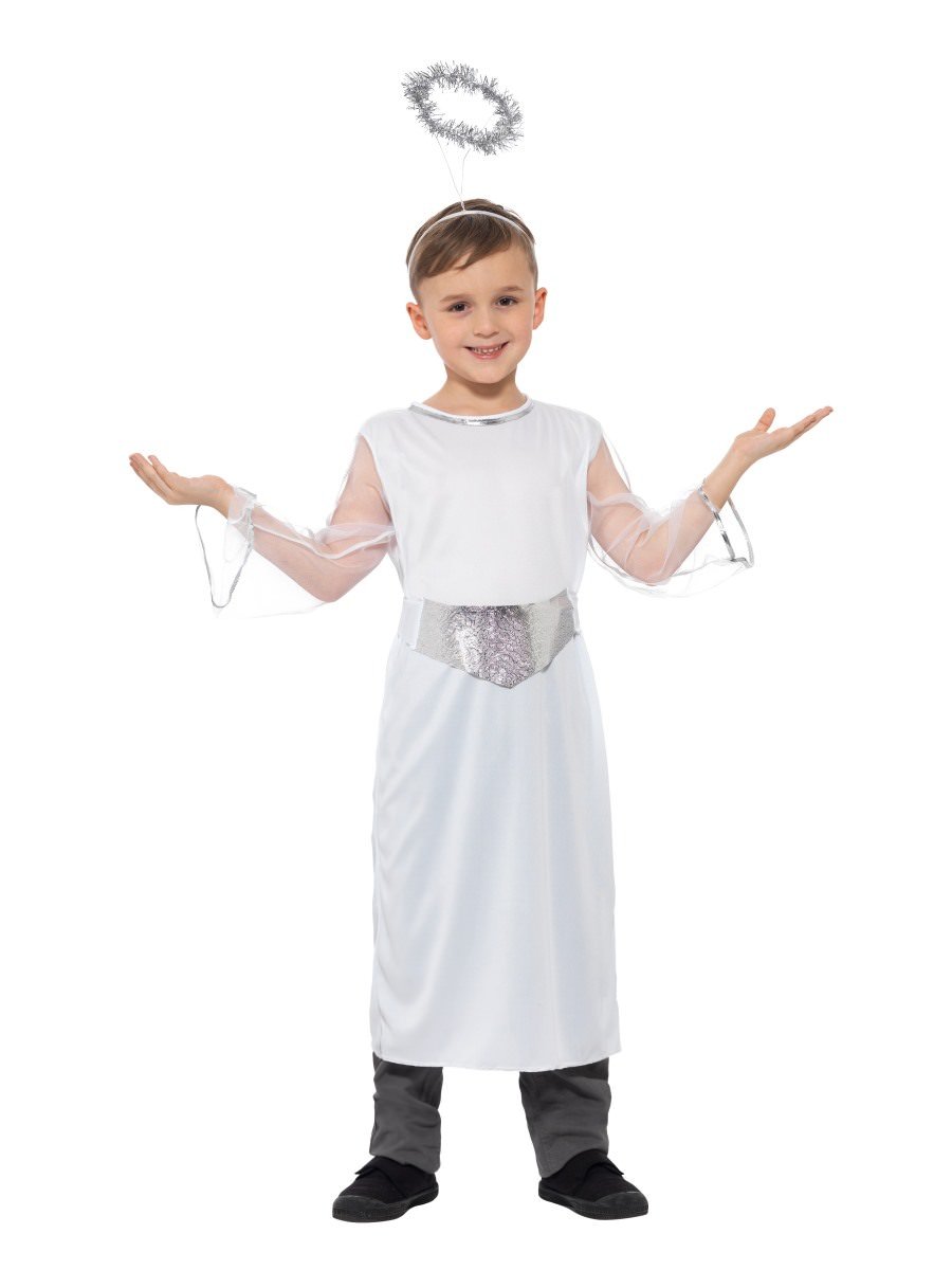 Angel Costume Kids Nativity White Dress with Halo 3