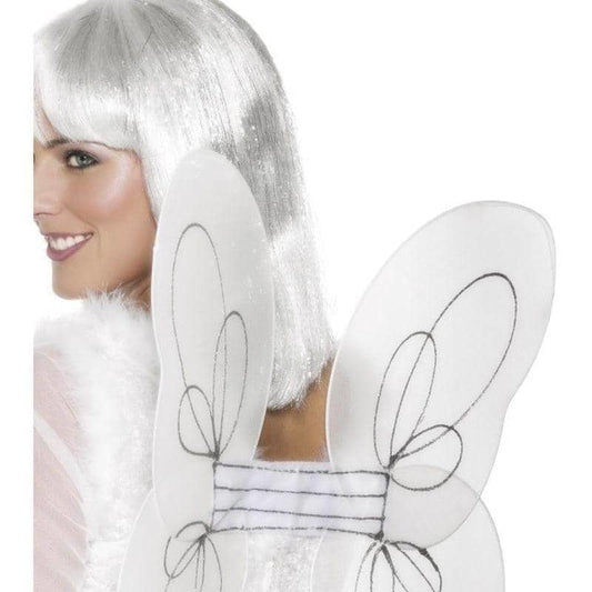 Angel Glitter Wings White and Silver Adult 50 By 30cm Costume Accessory 2