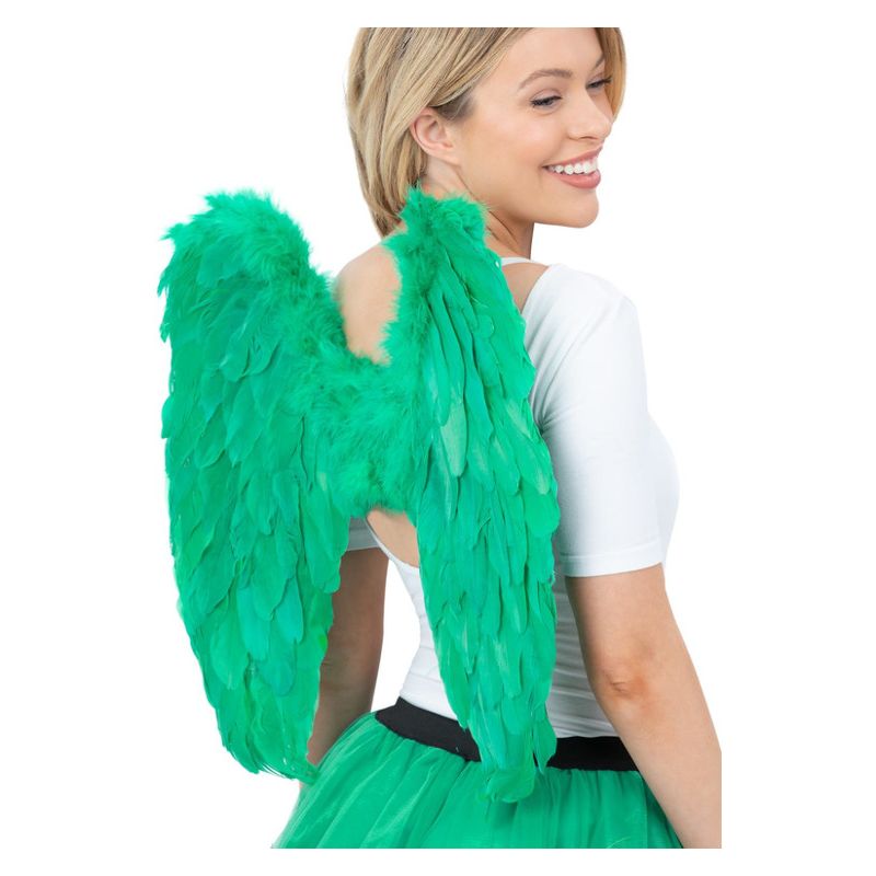 Angel Wings Green Feathered 50 By 50cm Adult Costume Accessory 1