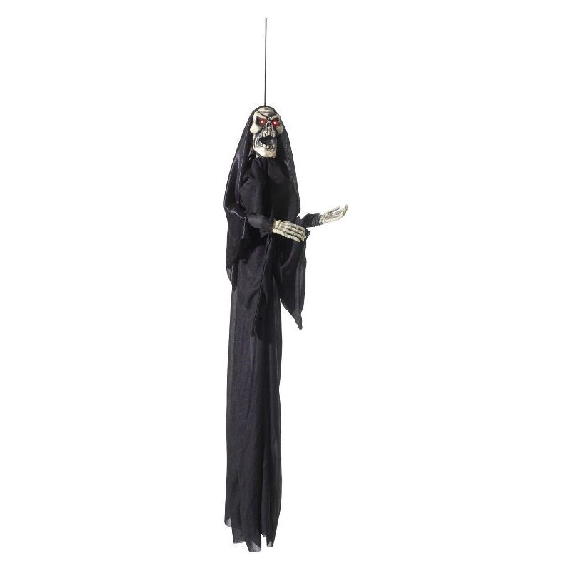 Animated Hanging Skeleton Decoration Adult Black Robes 1