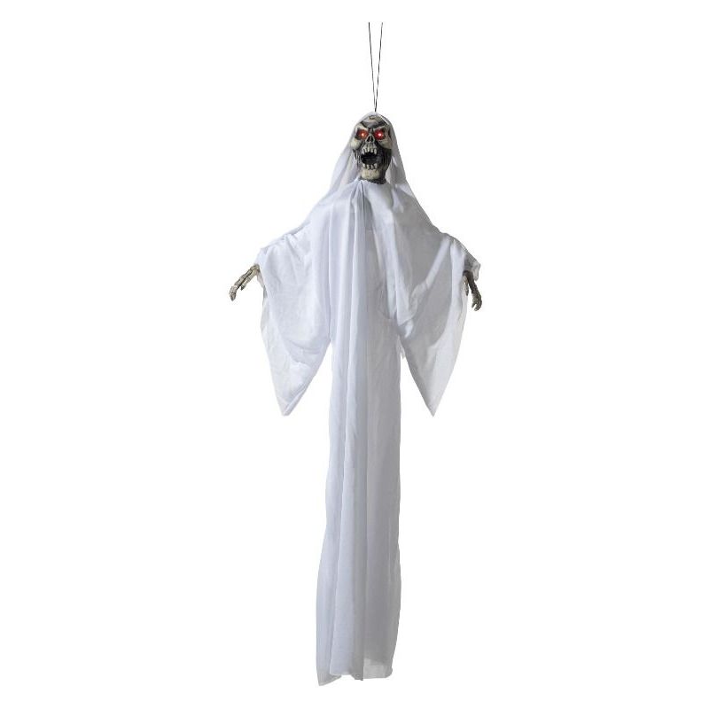 Animated Hanging Skeleton Decoration White Robes 1