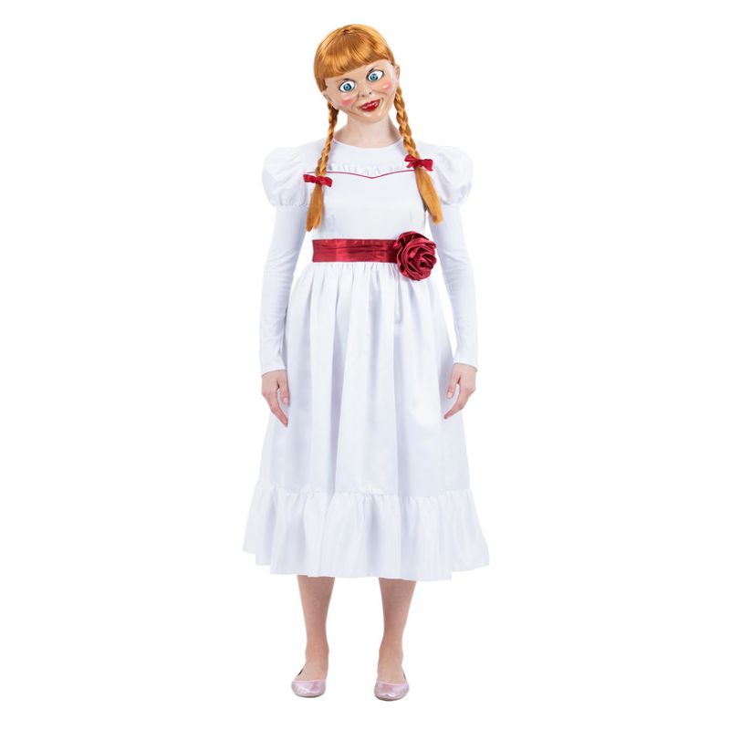 Annabelle Costume Ladies White Dress with Inserted Flower Belt 1