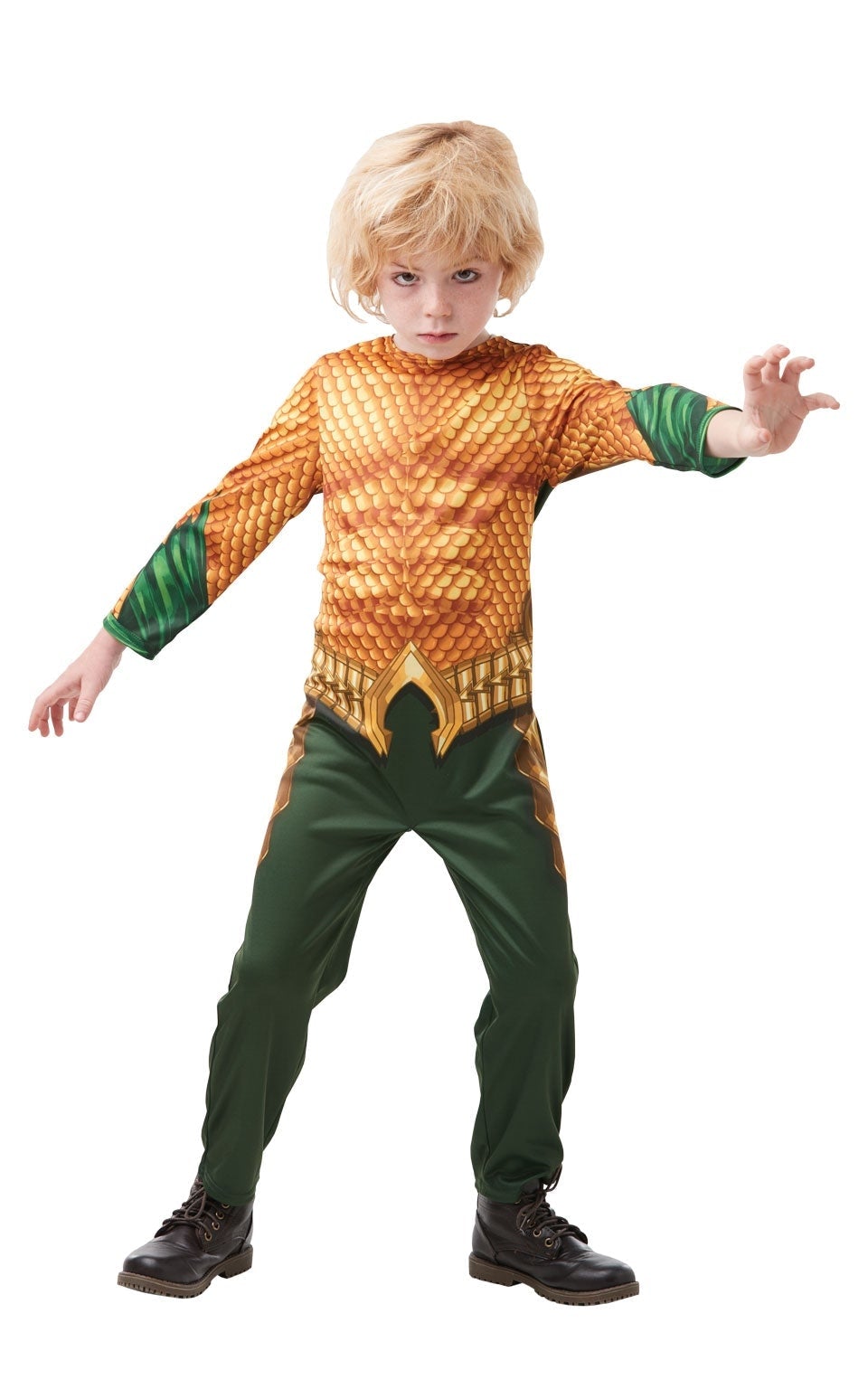 Aquaman Costume Kids Gold Jumpsuit 3