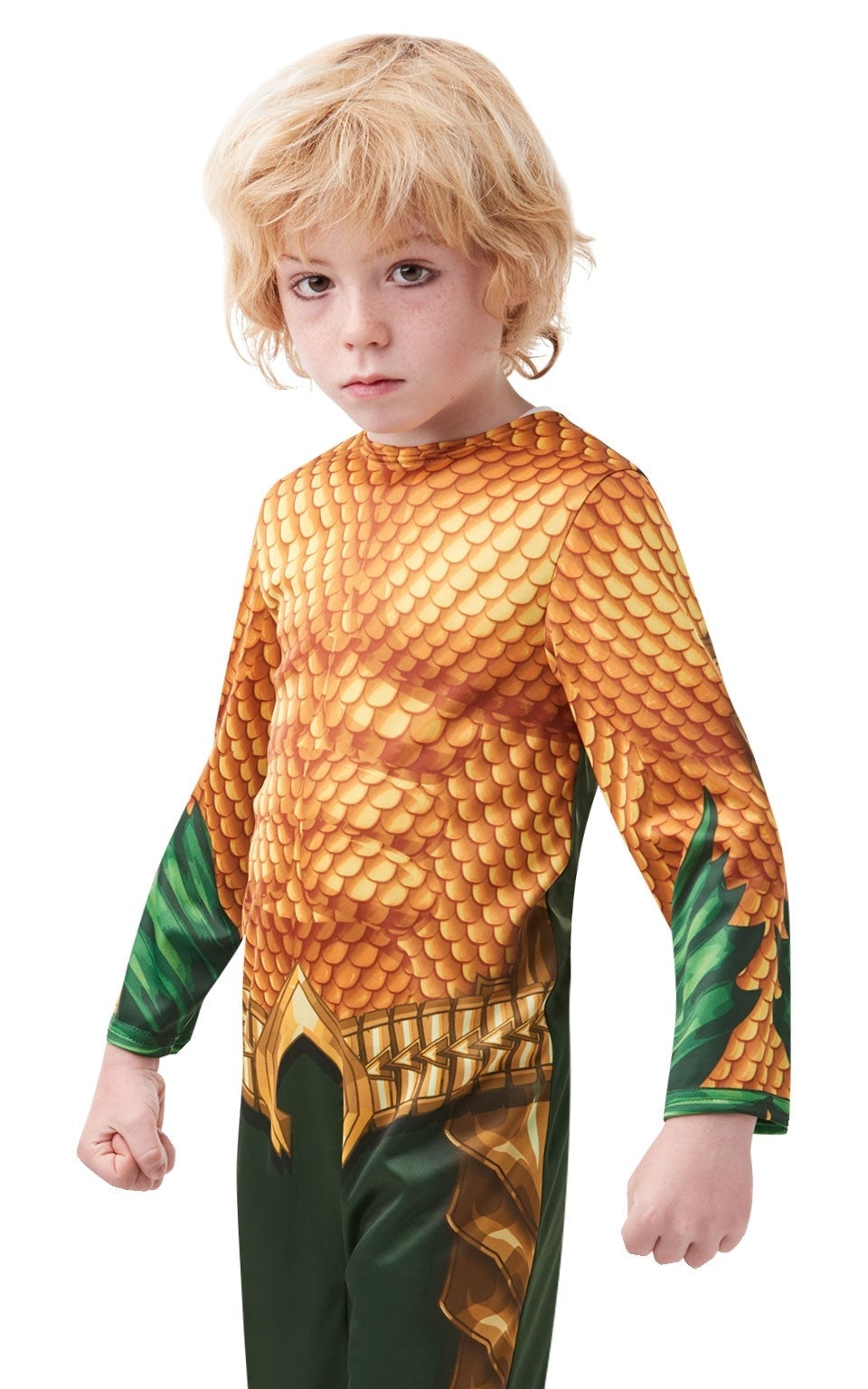 Aquaman Costume Kids Gold Jumpsuit 4
