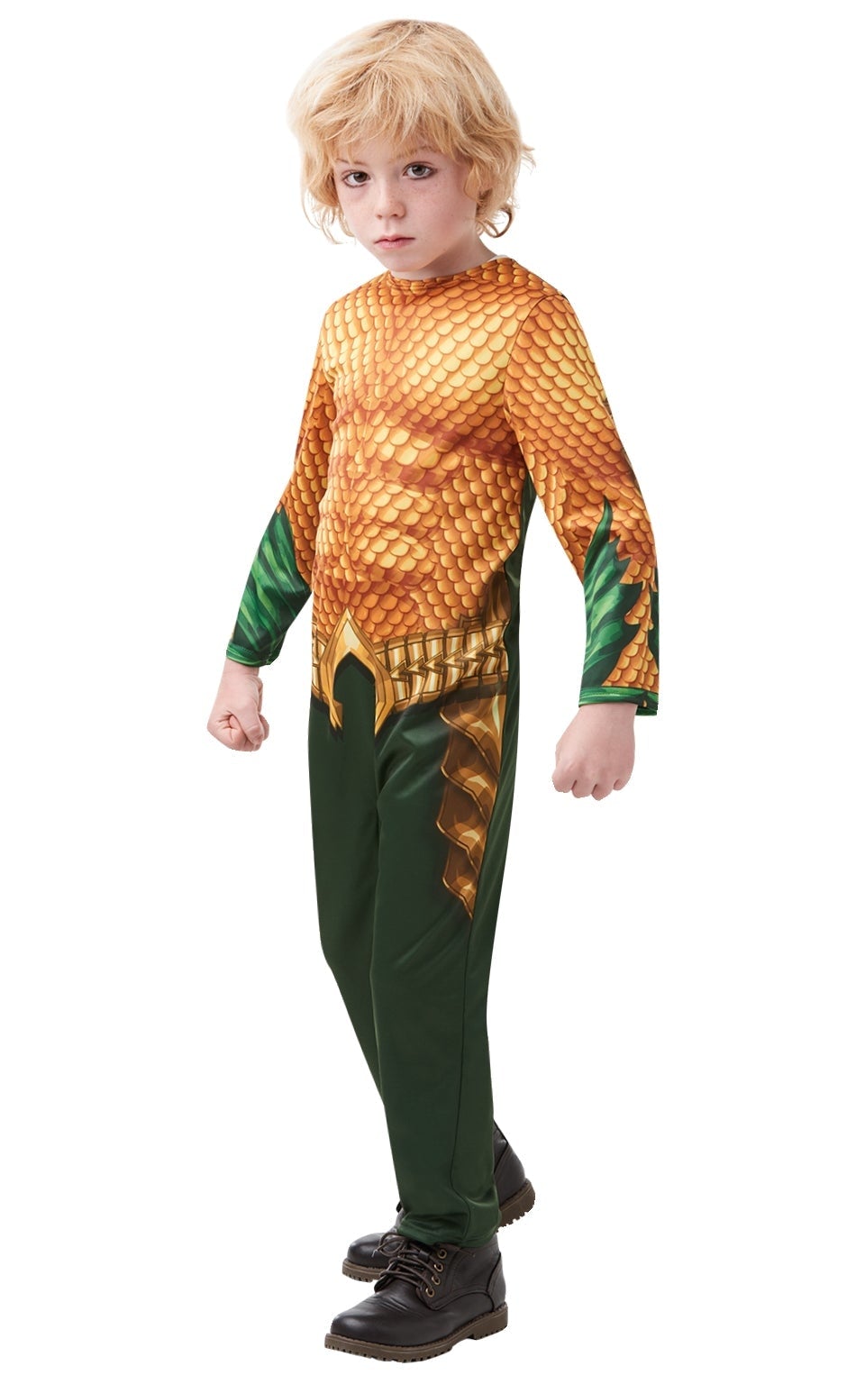 Aquaman Costume Kids Gold Jumpsuit 1